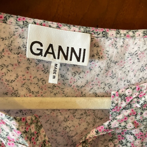 Ganni floral peplum bow top. Sz. 40. - Picture 2 of 12